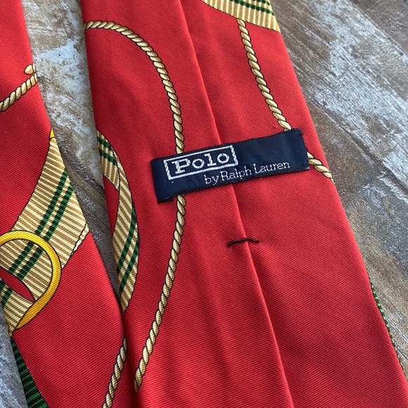 Polo Ralph Lauren silk hand made in USA red green rare tie - Picture 9 of 9